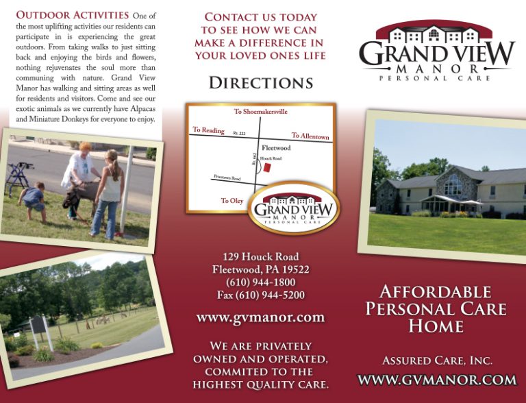 Grand View Manor Personal Care Brochure Jason Fronina Graphic Design Allentown, Reading, PA