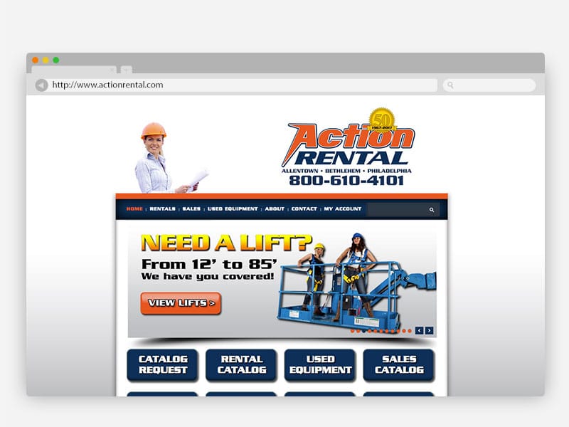 Action Rental Website Design